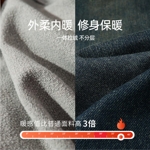【拉绒-阔腿牛仔】逸阳秋冬复古加绒保暖宽松显瘦、阔腿牛仔裤1722 商品图2