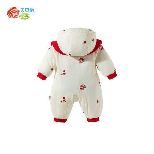 贝贝怡童装婴幼儿夹棉加绒连体棉服冬季女宝宝保暖哈衣国风拜年服ZB4DL060 商品图6
