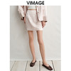 VIMAGE纬漫纪新中式浅粉高腰暗纹印花a字短裙半身裙2025春季新款V2306904 商品缩略图0