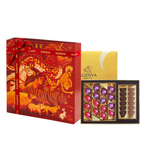 （分2个包裹发货）GODIVA巧克力精选礼盒28颗装 +2025关茶·茶菓子十二生肖16枚装【ZXADCJ5.0】