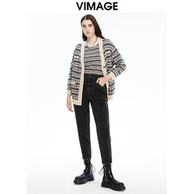 VIMAGE纬漫纪秋季新款显瘦百搭舒适针织开衫外套V1601204