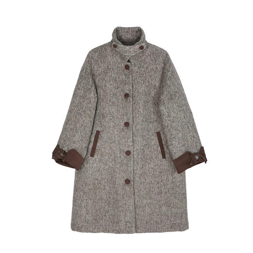 裁缝学苑AQ402高级感立领夹棉毛呢大衣女秋冬中长款加厚复古呢子外套 商品图4