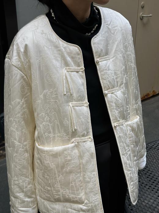 顺丰包邮洛诗琳55802暗纹提花~新中式国风盘扣圆领夹棉外套52603 商品图0