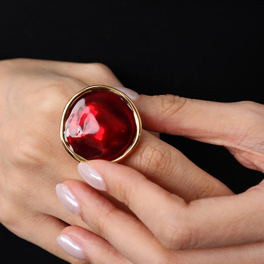 【辛芷蕾&谭维维&吴昕&刘孜&戚薇同款】Retro Chic | 红色波纹耳环/戒指&罗马链条项链套装 商品图5