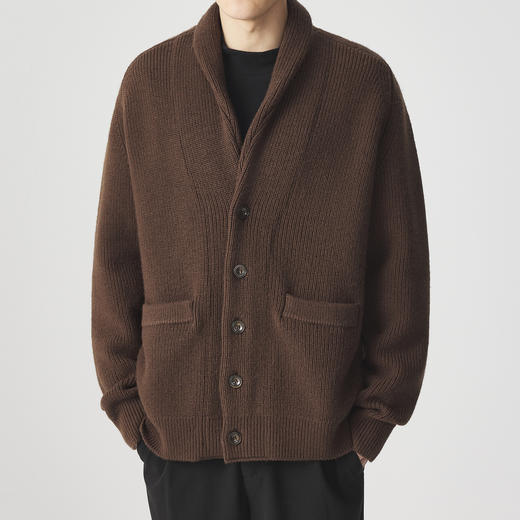 墨麦客男装双口袋青果领针织夹克冬季新款绵羊毛复古外套男20712 商品图1