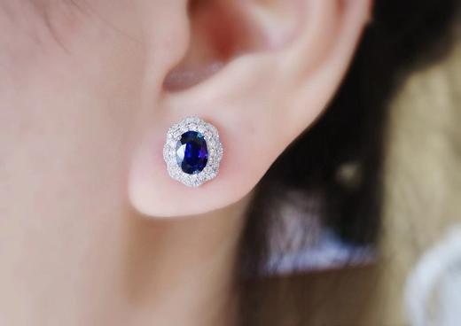 1.46ct刻面蓝宝石耳钉 商品图4