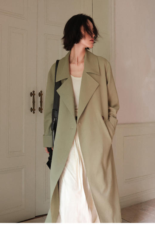 【5折不退换 买六免一】SUPERSCAPE素舶 JI简显瘦 造型感大翻领长款腰部系带风衣 商品图5