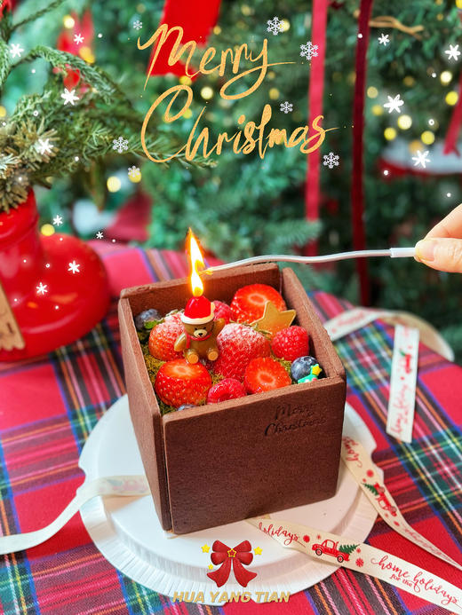 2024圣诞限定·饼干礼物盒子蛋糕·巧克力莓果奶油蛋糕 商品图3