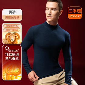 丁摩 德绒发热半高领保暖内衣男士加绒加厚上衣打底衫蚕丝羊毛秋衣冬季4ZF-N03