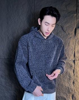 WY930秋冬季新款时尚个性美式线条撞色连帽卫衣百搭情侣简约套头上衣