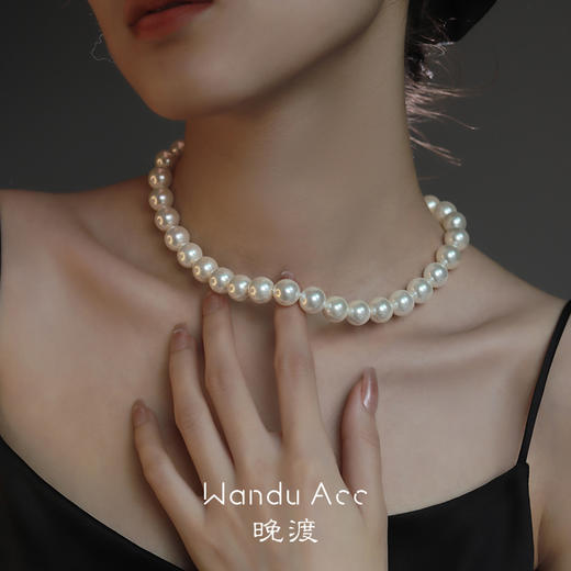 丁摩 澳母贝海贝珠正圆珍珠项链不掉色纯银元宝扣高级感澳白法式颈链4ZF-116 商品图5
