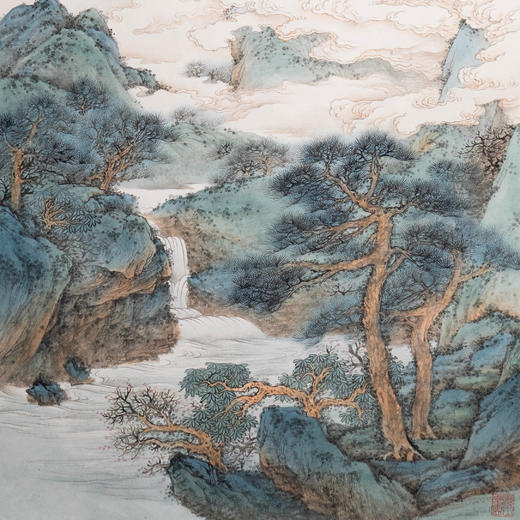 姚涯屏《谿山深秀于岭外》国画68CM×46CM 约3平尺手绘纸本宣纸作品【原作编号GH0397】 商品图1