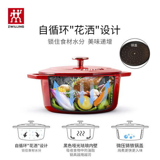 双立人铸铁锅(24厘米红色） 【LXGWCJ5.0】 商品图3