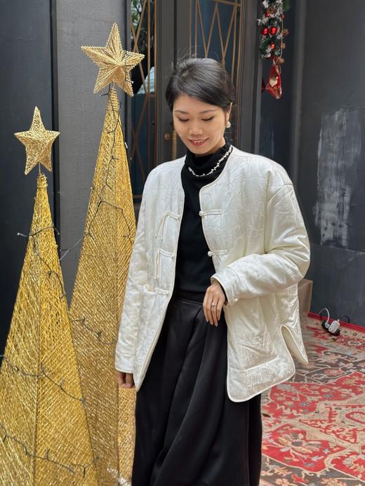 顺丰包邮洛诗琳55802暗纹提花~新中式国风盘扣圆领夹棉外套52603 商品图2