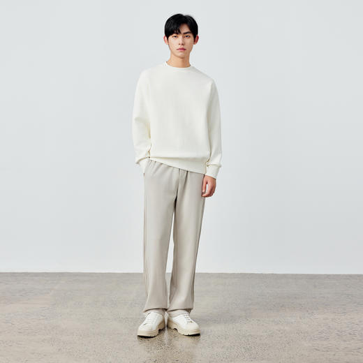 墨麦客男装重磅华夫格休闲圆领卫衣春季新款纯色宽松上衣男55496 商品图2