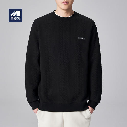 墨麦客男装麦穗提花男士休闲圆领卫衣2024秋季新款宽松微阔外套男 商品图0
