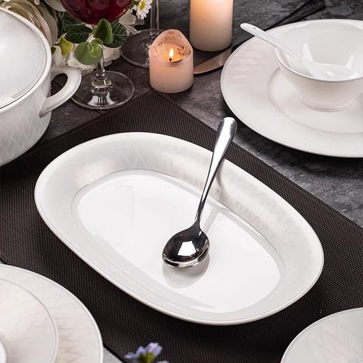 碗碟套装家用新款骨瓷餐具套装碗盘轻奢高档碗具组合送礼碗碟陶园梦-碧波微澜10人用50头骨质瓷餐具 商品图6