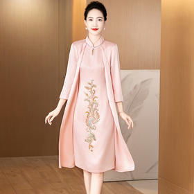 LC-2024年儿子结婚嫁女儿显年轻新款妈妈婚宴装假两件遮肚旗袍连衣裙