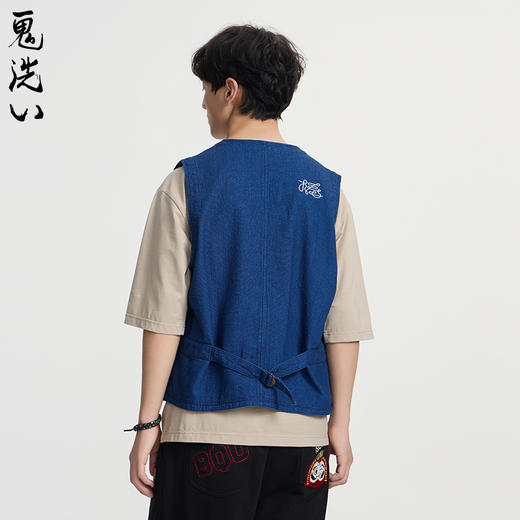 ONIARAI/鬼洗25春夏棒系列手绘锦鲤复古靛蓝提花马甲男  N340212 商品图2