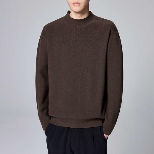 墨麦客男装加厚莫代尔半高领毛衣男士2024冬季新款纯色针织衫外套 商品图1