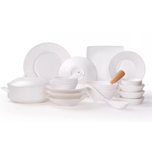 碗碟套装家用新款骨瓷餐具套装碗盘轻奢高档碗具组合送礼碗碟陶园梦-碧波微澜10人用50头骨质瓷餐具 商品图0