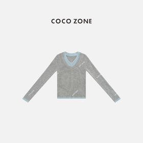 COCO ZONE 秋冬慵懒风假两件V领套头针织衫CC1D2895