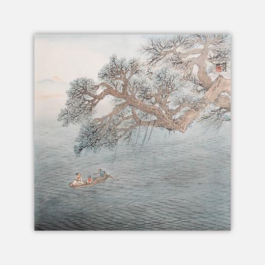姚涯屏《松树湖泊》国画34CM×34CM 约1平尺手绘纸本宣纸作品【原作编号GH0402】 商品图0