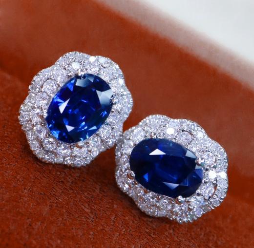 1.46ct刻面蓝宝石耳钉 商品图3