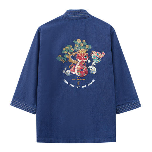 ONIARAI/鬼洗25春夏棒系列招财蛇年复古车线牛仔男式道袍 N340214 商品图4