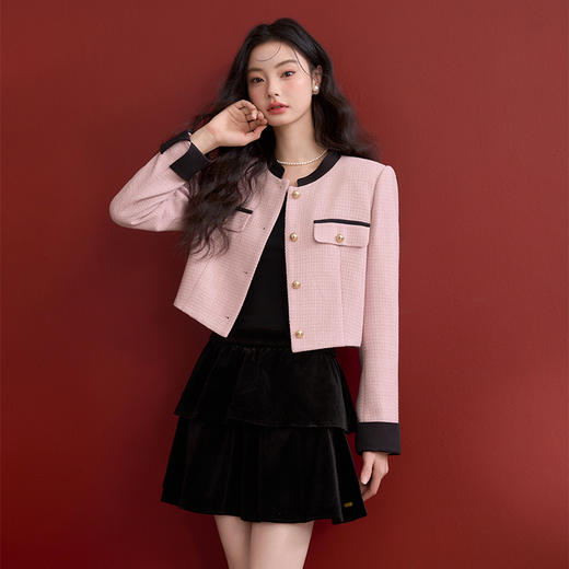 气质高级感翻折袖口撞色短款小香风外套女通勤风上衣V0250016 商品图2