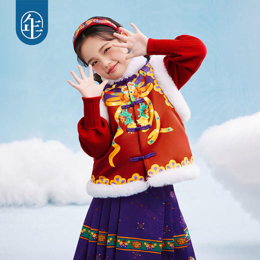 年衣童装儿童棉马甲女秋冬新款婴儿小马褂男宝马夹背心拜年服潮有福有富中式马甲 商品图4