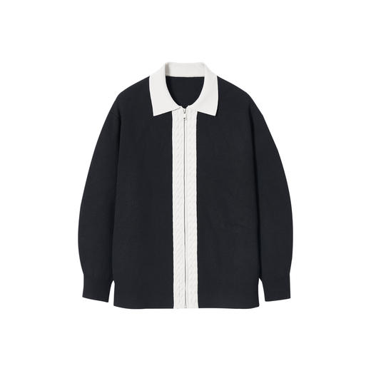 墨麦客男装2024春秋新款男士针织夹克撞色提花宽松上衣外套男潮流 商品图4