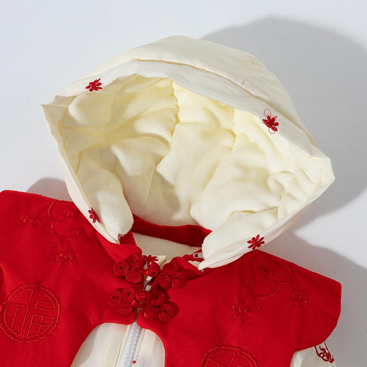 贝贝怡童装婴幼儿夹棉加绒连体棉服冬季女宝宝保暖哈衣国风拜年服ZB4DL060 商品图7