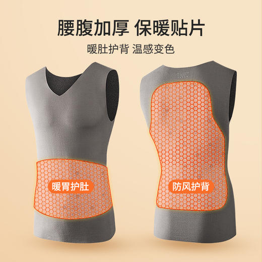 【拍2件减15元】抗静电发热羊毛贴片男士保暖背心 V领护背护肚内搭秋冬打底马甲 商品图1