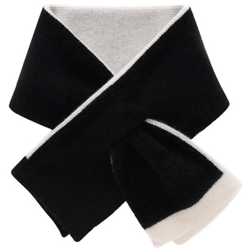 雀说100羊毛小围巾交叉冬季短款保暖百搭拼色穿孔围脖AL1042 商品图4