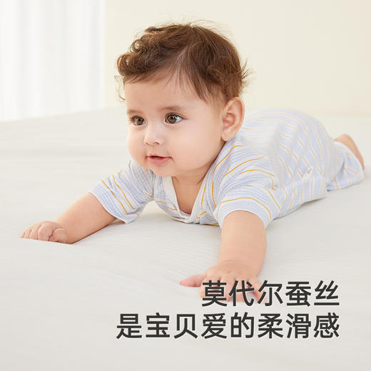 【商场同款】英氏婴儿衣服夏季短袖透气哈衣桑蚕丝新生儿连体衣 商品图1
