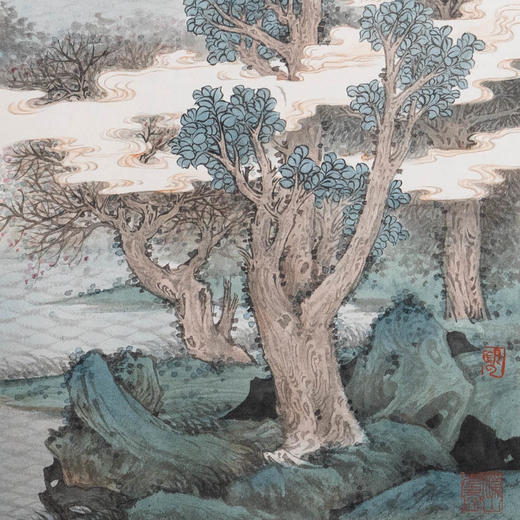 姚涯屏《万树江边杏 新开一夜风》国画34CM×34CM 约1平尺手绘纸本宣纸作品【原作编号GH0399】 商品图3