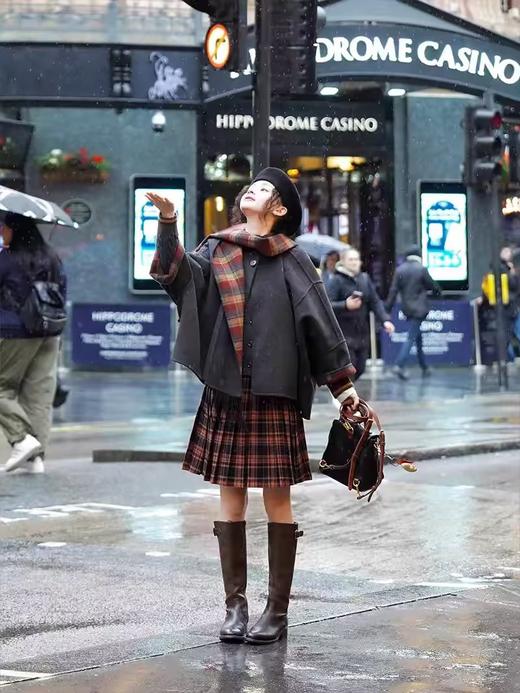 浮生八记/24D155/“格兰芬多”设计感拼接复古多种穿法苏格兰羊毛百褶裙 商品图1