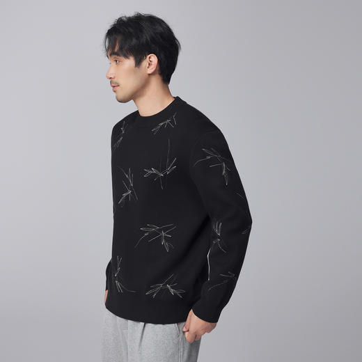 墨麦客男装远红外升温圆领针织衫男士2024秋冬季新中式刺绣毛衣男 商品图2