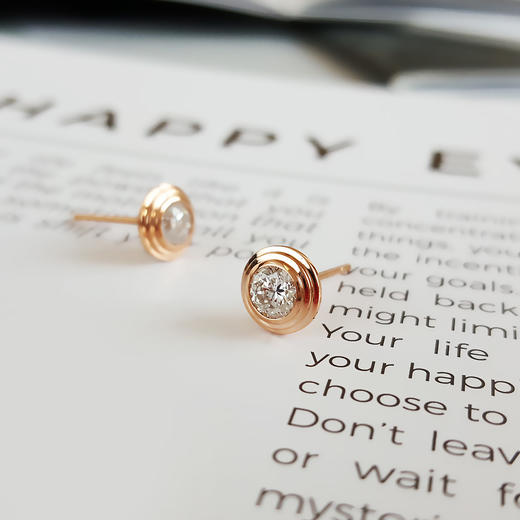 【天然正品】AU750玫瑰金时尚经典款飞碟造型共0.80克拉钻石耳钉7.3*7.3*15.7MM（皆取最大值）女士现售价：5880！071224DZ05 商品图6