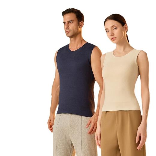 【79元起2件】7A抗菌情侣保暖背心 100%羊毛填充加绒无痕带胸垫打底马甲 商品图4