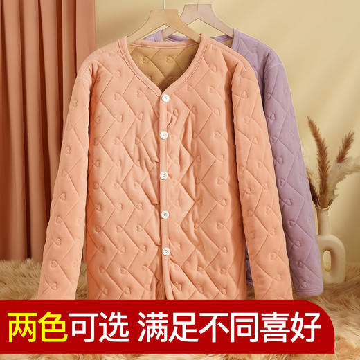【加绒加厚】秋冬妈妈装中老年大码开衫保暖内衣女时尚印花上衣女6610女士绗缝开衫上衣 商品图5