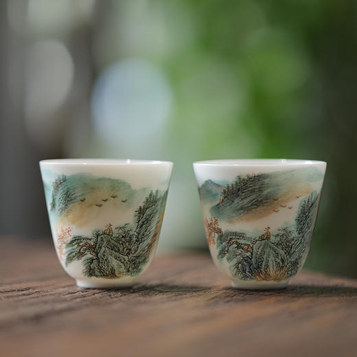 省工艺美术师亲工青绿粉彩山水茶器 商品图3