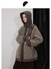 半圆/D24401478/连帽插肩袖假两件羊羔毛外套 商品缩略图1