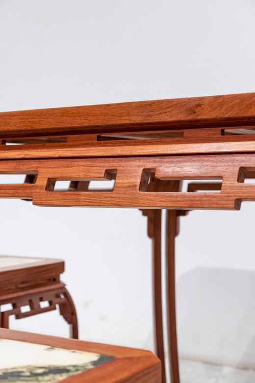 红桥红  家具严选  缅甸花梨（大果紫檀）【石面 78 仿故宫文竹 方桌五件套】 商品图3