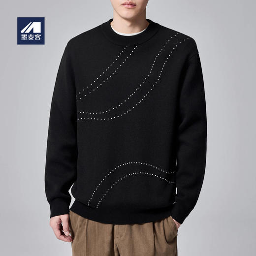 墨麦客男装2024秋冬季新款远红外升温毛衣男士加厚撞色针织衫。 商品图0