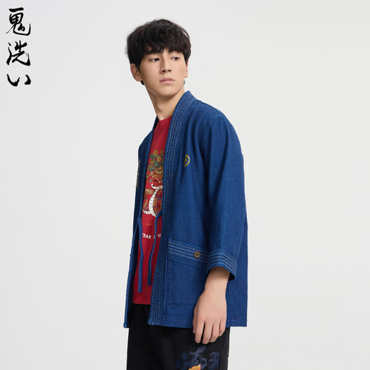 ONIARAI/鬼洗25春夏棒系列招财蛇年复古车线牛仔男式道袍 N340214 商品图2