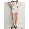 VIMAGE纬漫纪新中式浅粉高腰暗纹印花a字短裙半身裙2025春季新款V2306904 商品缩略图3