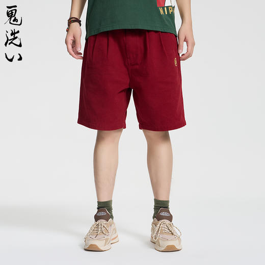 ONIARAI/鬼洗25春夏棒系列达摩叠叠乐打褶宽松红色短裤男 25N0543 商品图1