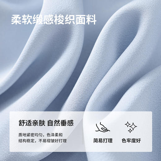 【内购】温柔轻职场通勤优雅蝴蝶结飘带翻领珠扣花瓣长袖缎感衬衫-151C57896 商品图4